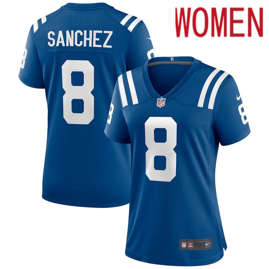Cheap Women Indianapolis Colts 8 Rigoberto Sanchez Nike Royal Game NFL Jersey